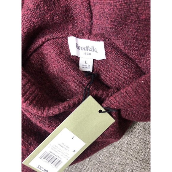 Mens Goodfellow & Co Burgundy Hooded Jacquard Pullover Sweater Shirt Size Large - Picture 4 of 5